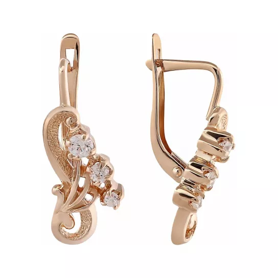 Золотые серьги 585, женские, с фианитом