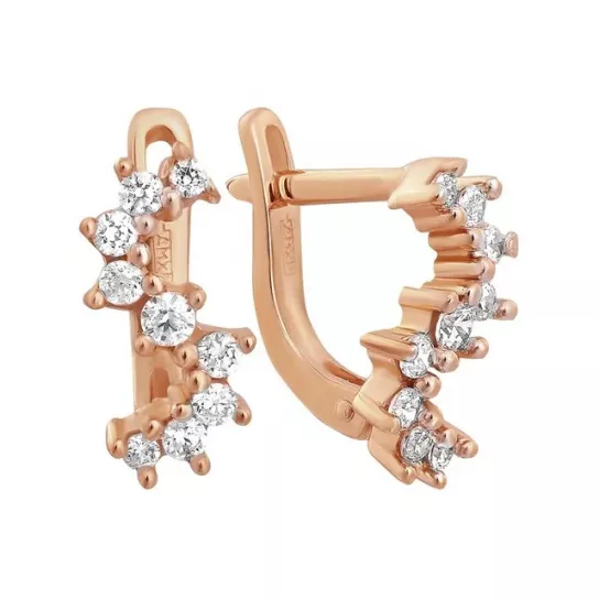 Золотые серьги 585, женские, с фианитом