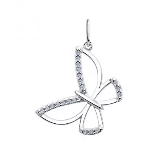 Серебряная подвеска 925, женская, с фианитом