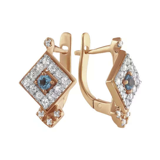 Золотые серьги 585, женские, с фианитом