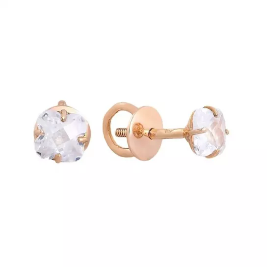 Пусеты с фианитом из золота