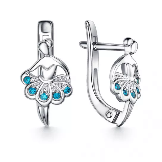 Серебряные серьги 925, детские, с фианитом
