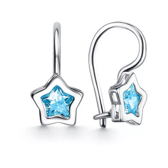 Серебряные серьги 925, детские, с фианитом