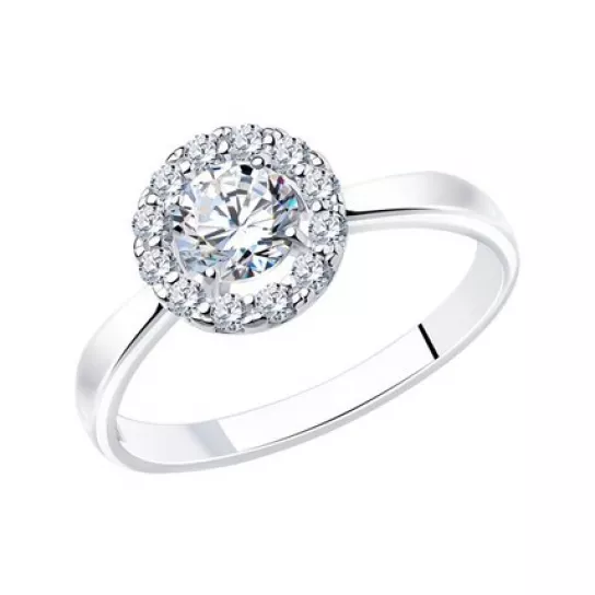 Серебряное кольцо 925, женское, с фианитом, размер 16.5