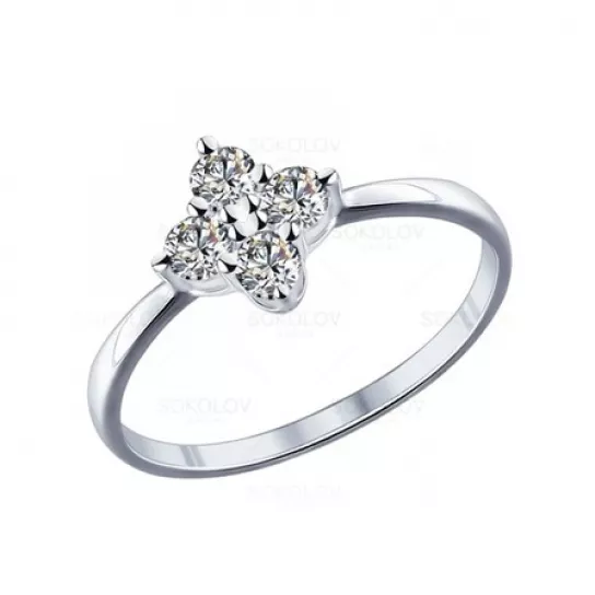 Серебряное кольцо 925, женское, с фианитом, размер 16.5