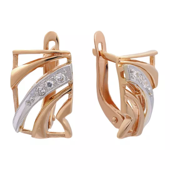 Золотые серьги 585, женские, с фианитом