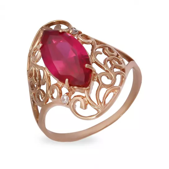 Золотое кольцо 585, женское, с корундом, размер 20.5