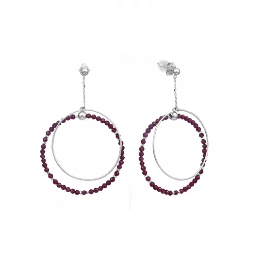Серебряные серьги 925, женские, с гранатом