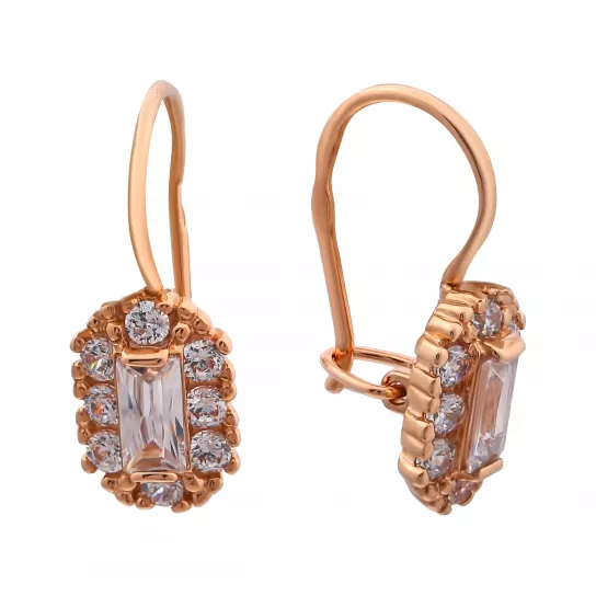 Золотые серьги 585, женские, с фианитом