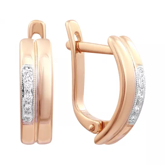 Золотые серьги 585, женские, с бриллиантом