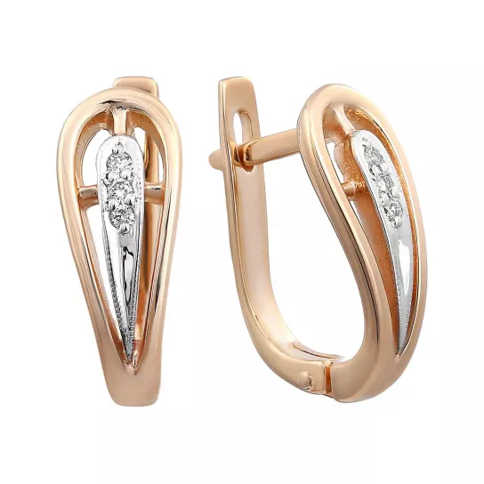 Золотые серьги 585, женские, с бриллиантом