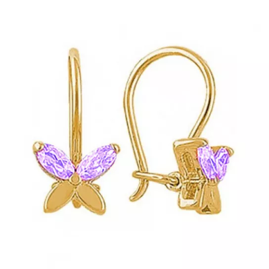 Серьги детские с фианитом из золота