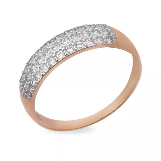 Золотое кольцо 585, женское, с фианитом, размер 19.5