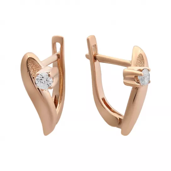 Золотые серьги 585, женские, с фианитом