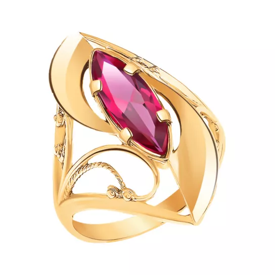 Золотое кольцо 585, женское, с фианитом, размер 18