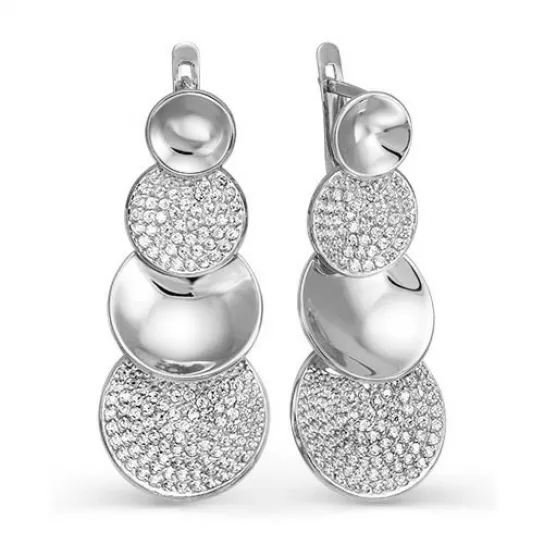 Серьги с фианитом из серебра