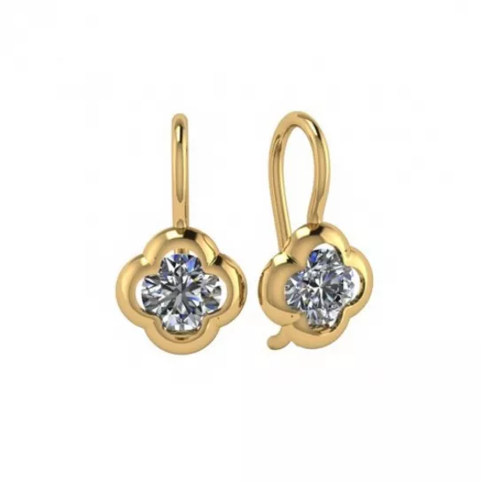 Серьги детские с фианитом из золота
