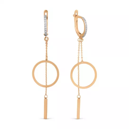 Золотые серьги 585, женские, с фианитом