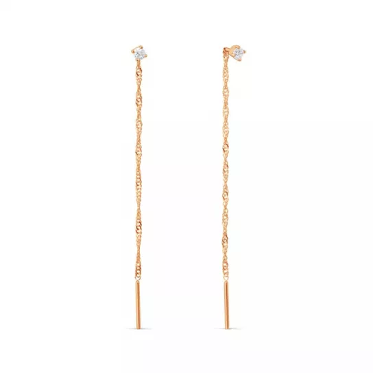 Золотые серьги 585, женские, с фианитом