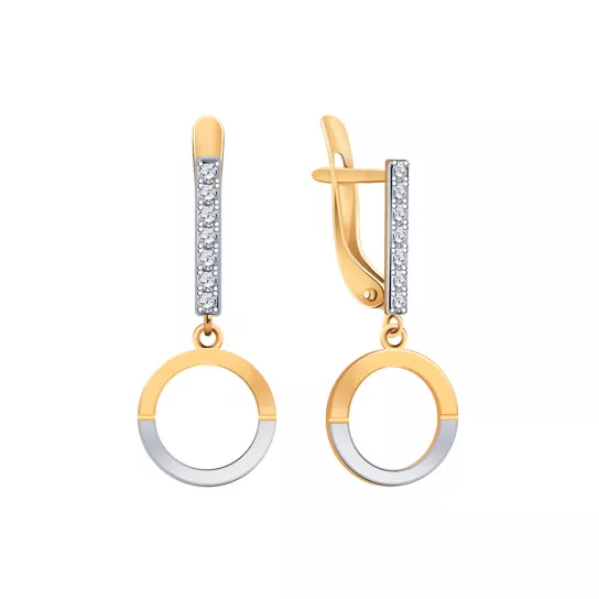 Золотые серьги 585, женские, с фианитом