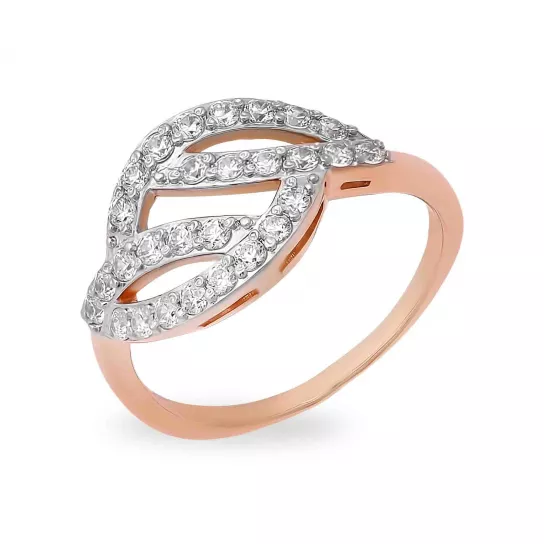 Золотое кольцо 585, женское, с фианитом, размер 18.5