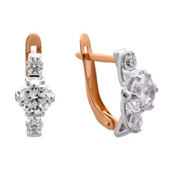 Золотые серьги 585, женские, с фианитом