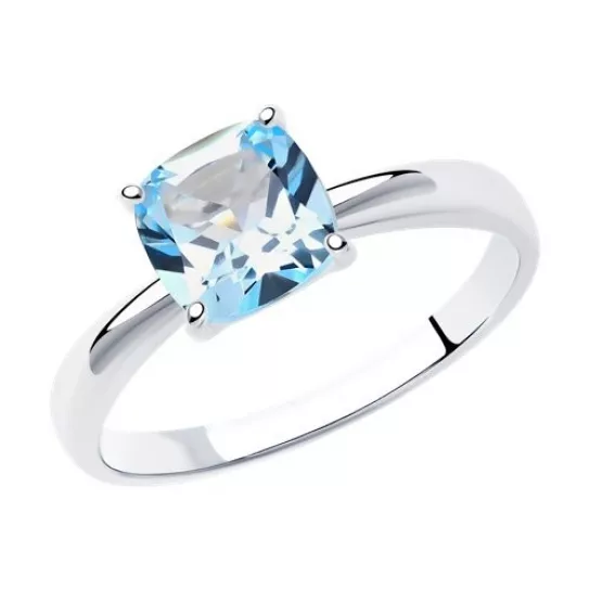 Серебряное кольцо 925, женское, с топазом, размер 16