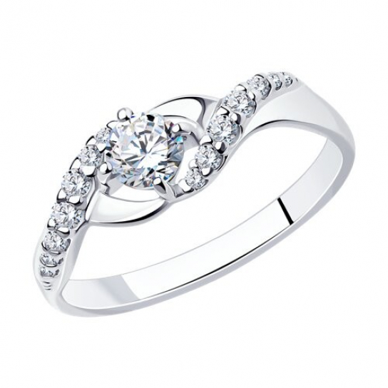 Серебряное кольцо 925, женское, с фианитом, размер 18