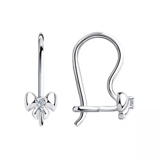 Серьги детские с фианитом из серебра