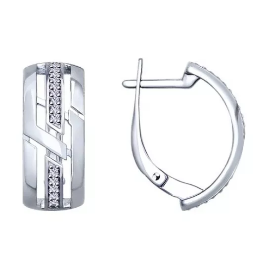 Серебряные серьги 925, женские, с фианитом