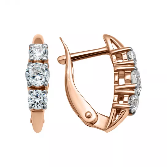 Золотые серьги 585, женские, с фианитом