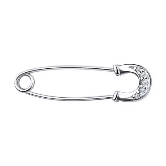 Булавка с фианитом из серебра