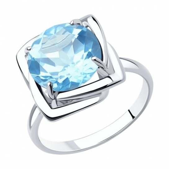 Серебряное кольцо 925, женское, с топазом, размер 17.5