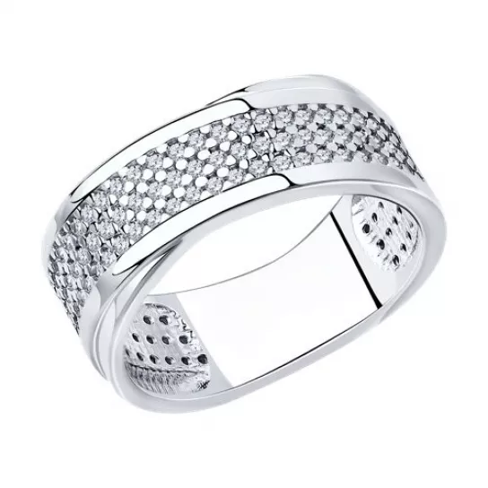 Серебряное кольцо 925, женское, с фианитом, размер 19