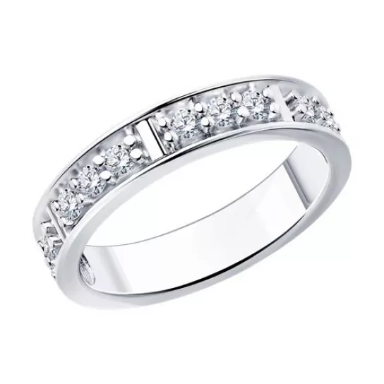 Серебряное кольцо 925, женское, с фианитом, размер 17.5