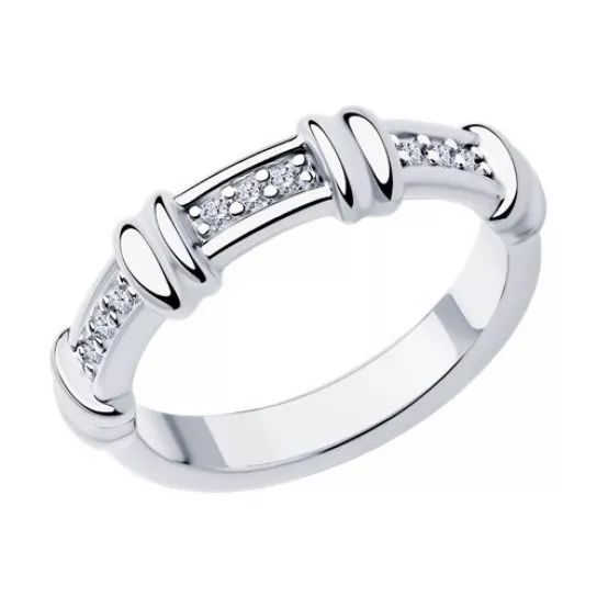 Серебряное кольцо 925, женское, с фианитом, размер 17