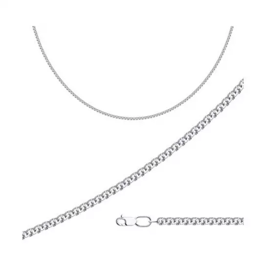 Серебряная цепочка 925 на шею, плетение бисмарк, длина 55 см, цвет белое серебро