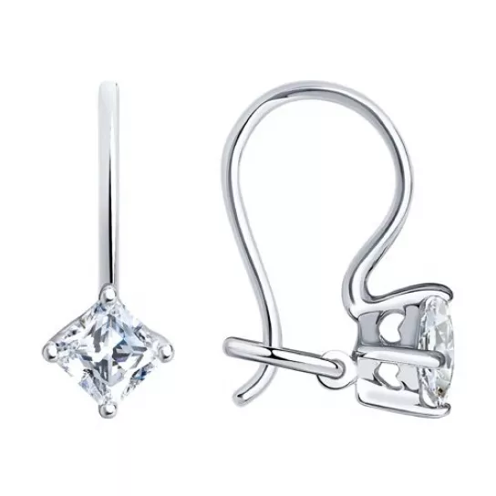 Серьги детские с фианитом из серебра