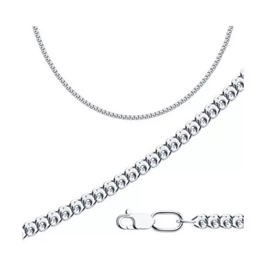 Серебряная цепочка 925 на шею, плетение лав, длина 50 см, цвет белое серебро