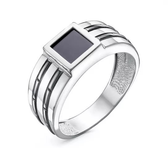 Кольцо-печатка с фианитом из серебра