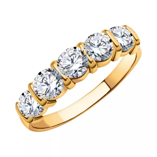 Золотое кольцо 585, женское, с фианитом, размер 19