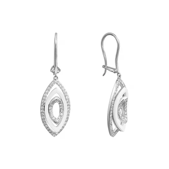 Золотые серьги 750, женские, с бриллиантом и керамикой