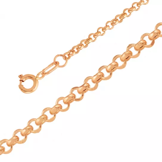 Золотая цепочка 585 на шею, плетение бельцер, длина 55 см, цвет красное золото