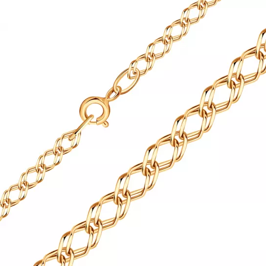 Золотая цепочка 585 на шею, длина 45 см, цвет красное золото