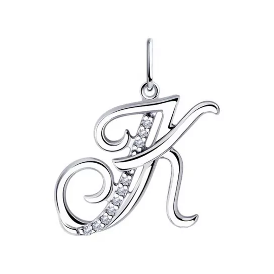 Серебряная подвеска 925, женская, с фианитом