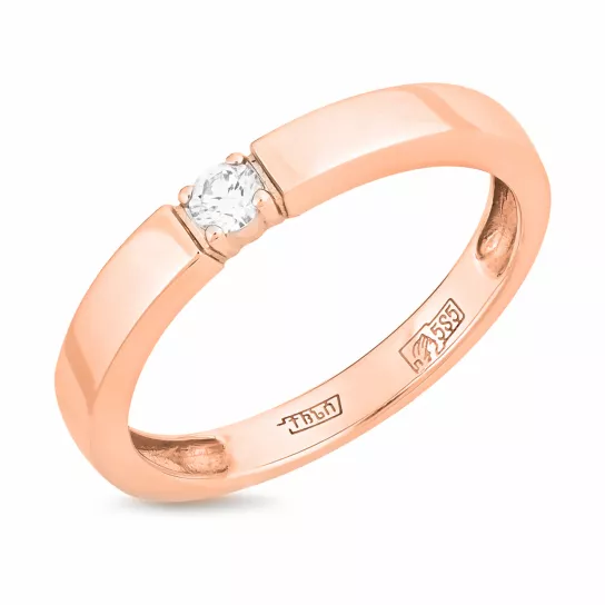 Золотое кольцо 585, женское, с бриллиантом, размер 16