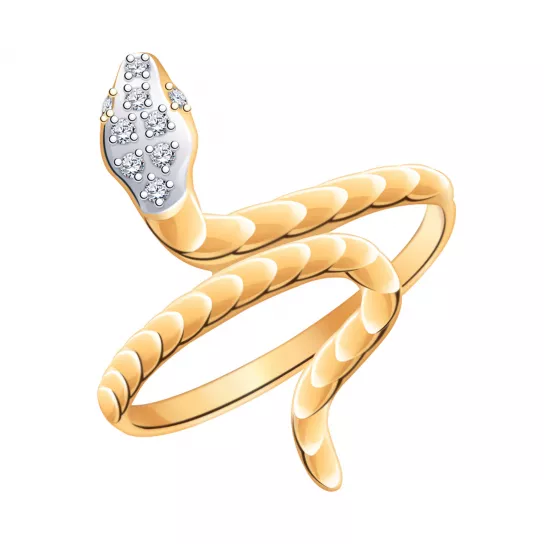 Золотое кольцо 585, женское, с фианитом, размер 18.5