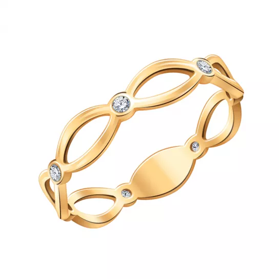 Золотое кольцо 585, женское, с фианитом, размер 17.5