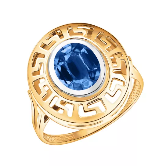 Золотое кольцо 585, женское, с фианитом, размер 19