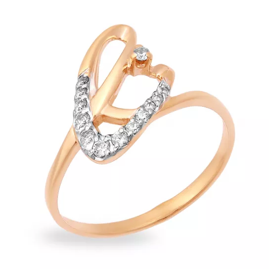 Золотое кольцо 585, женское, с фианитом, размер 17